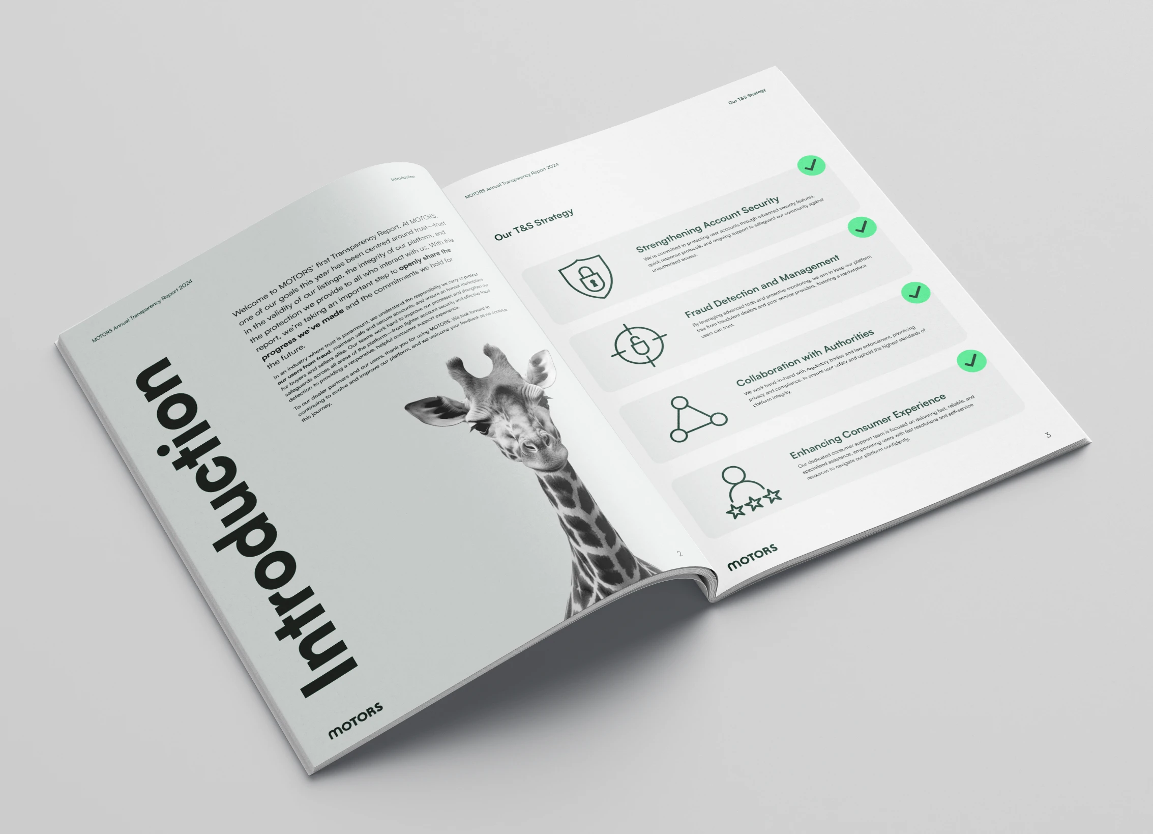 MOTORS Transparency report spread 1